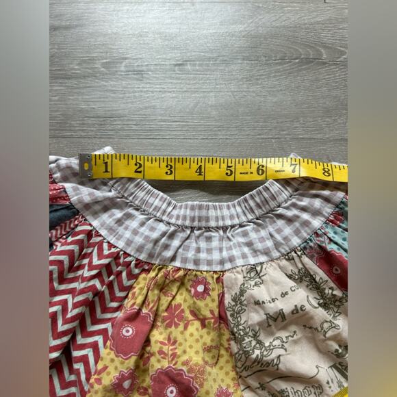 Mudpie- stretch waist - ruffle patchwork skirt- little girls 4T boho cotton - Picture 3 of 6